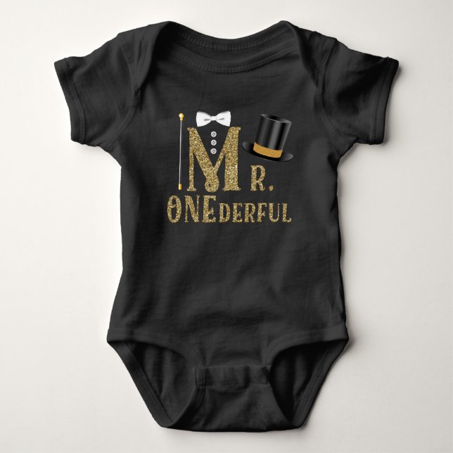 Pojkar Mr ONEderful 1-årsdagskläder Tee Shirt (Framsida)
