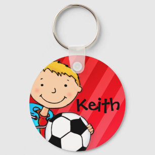 Pojkar namngav fotboll röd sportkeychain nyckelring