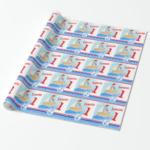 Pojkar namnger den målade 1st födelsedagsjalen f presentpapper
