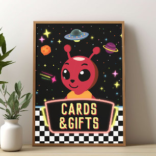 Pojkar Neon Galaxy Rymd Alien Kort Gåvor Skylt