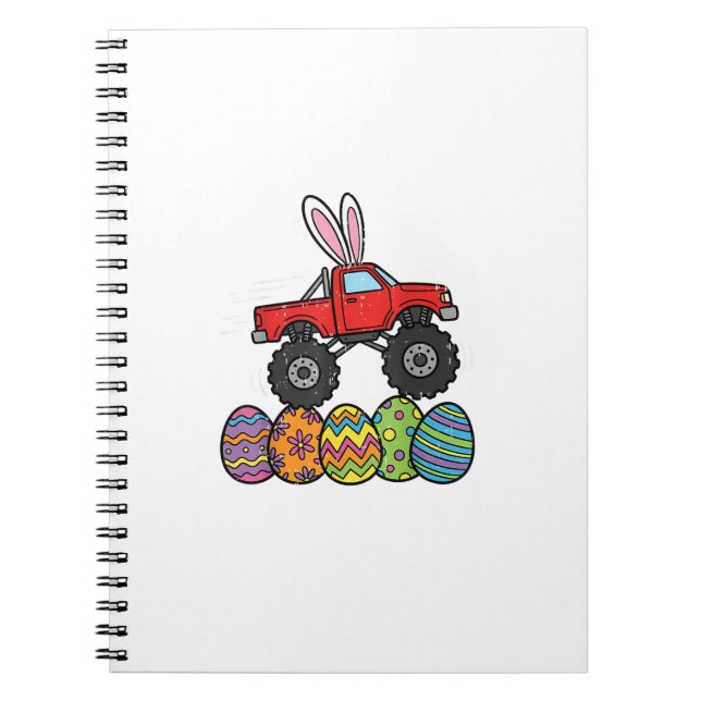 Pojkar Påsk Monster Truck Glad Påskdag Ägg Till Anteckningsbok (Framsidan)