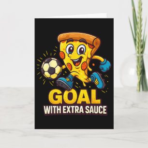 Pojkar Pizza Tema Roligt Fotbollsmål  Kort