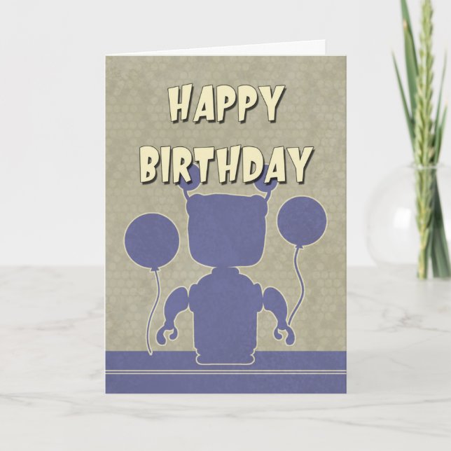 Pojkar Robot Birthday Card Kort (Framsida)