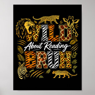 Pojkar rolig vild djur om att läsa bruh bok poster