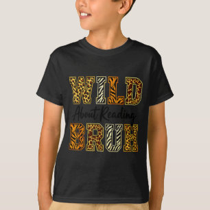 Pojkar rolig vild djur om att läsa bruh bok t shirt