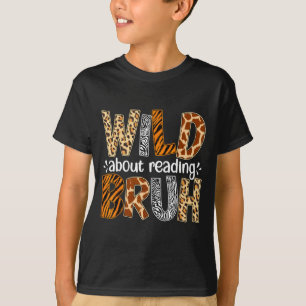 Pojkar rolig vild djur om att läsa bruh bok t shirt