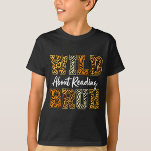 Pojkar rolig vild djur om att läsa bruh bok t shirt
