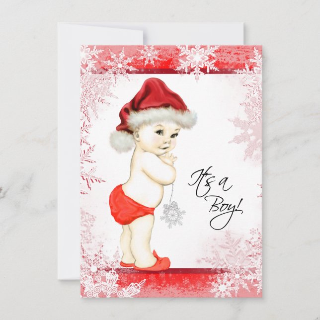 Pojkar Snöflinga Jul Baby Shower Inbjudningar (Framsida)