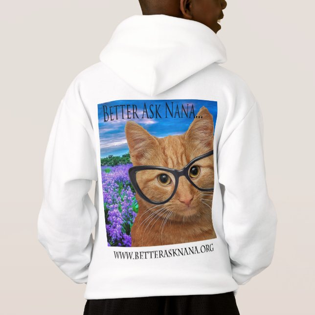 Pojkar som drar över hoodie vita bättre fråga nana t shirt (Baksida)