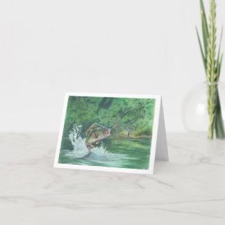 Pojkar som fångar ett fiskanteckningskort tack kort