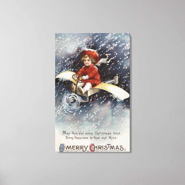 Pojkar som flyger till skift-flygplanet canvastryck (Framsida)