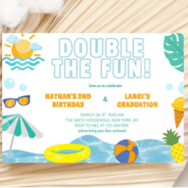 Pojkar sommar syster/bror födelsedag och examen ge inbjudningar