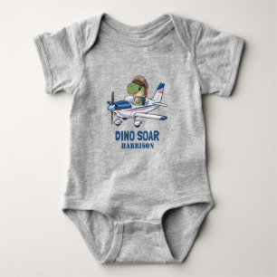 Pojkar Söt Blå Flygplan Dinosaurie Barn 1-årsdag T Shirt