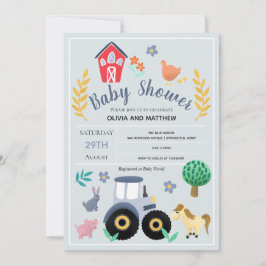 Pojkar Söt Rustik Landlig Gård Traktor Baby Shower Inbjudningar