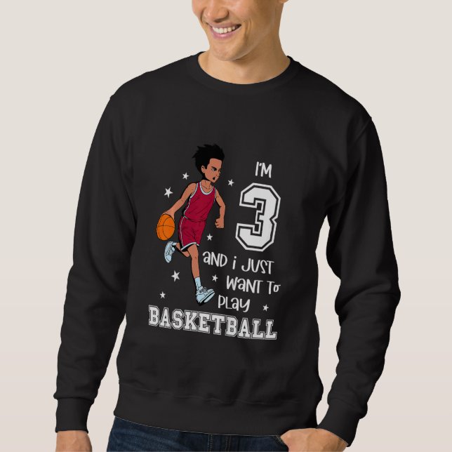 Pojkar spelar basket jag är 3 1 lång ärmad tröja (Framsida)