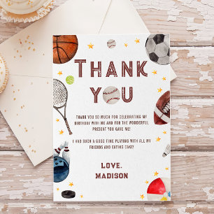 Pojkar Sports Birthday Tack You Card