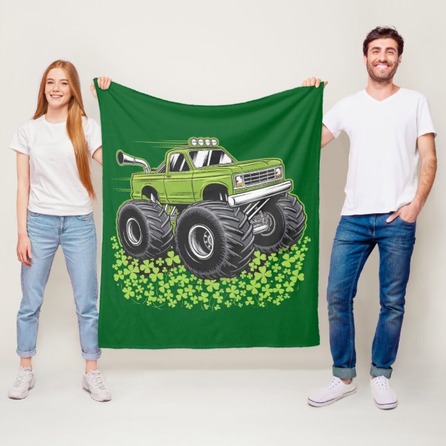 Pojkar St Patricks Day Småbarn Lucky Monster Truck Fleecefilt (På plats)