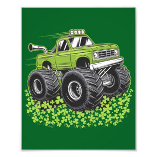 Pojkar St Patricks Day Småbarn Lucky Monster Truck Fototryck