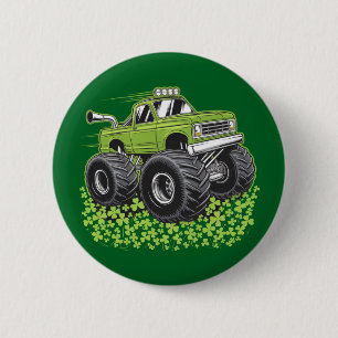 Pojkar St Patricks Day Småbarn Lucky Monster Truck Knapp