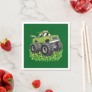 Pojkar St Patricks Day Småbarn Lucky Monster Truck Pappersservett