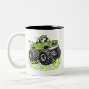 Pojkar St Patricks Day Småbarn Lucky Monster Truck Två-Tonad Mugg