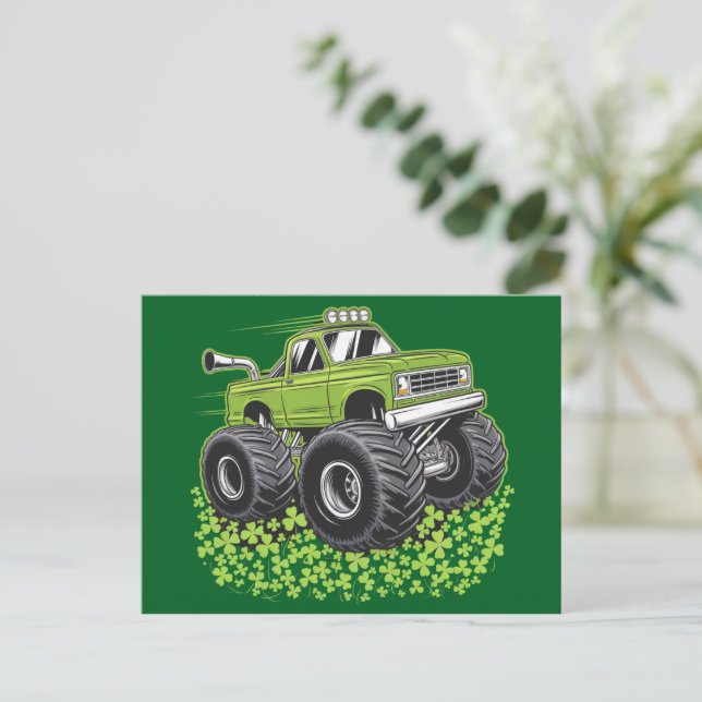 Pojkar St Patricks Day Småbarn Lucky Monster Truck Vykort (Stående Fram)