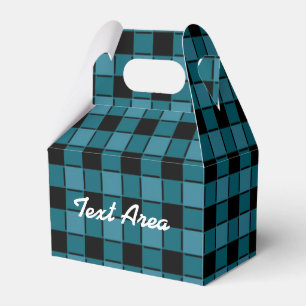Pojkar Svart & Teal-rutig Party Favor Box Presentaskar