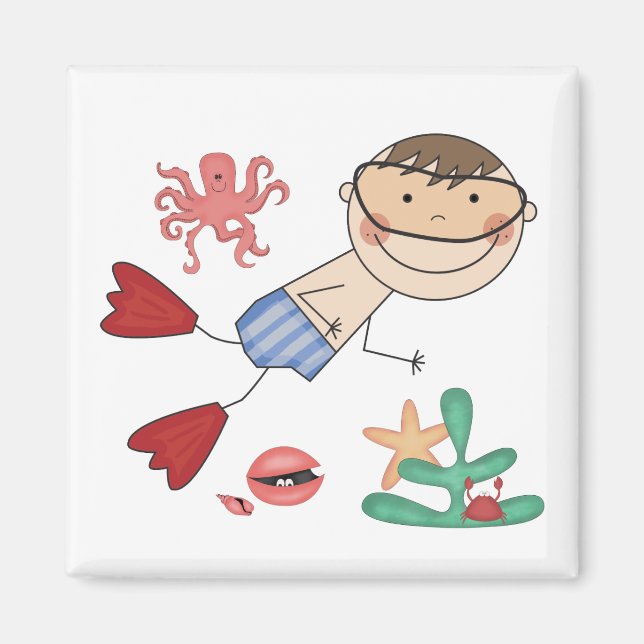 Pojkar Swimming T-shirts och Gifts Magnet (Framsidan)