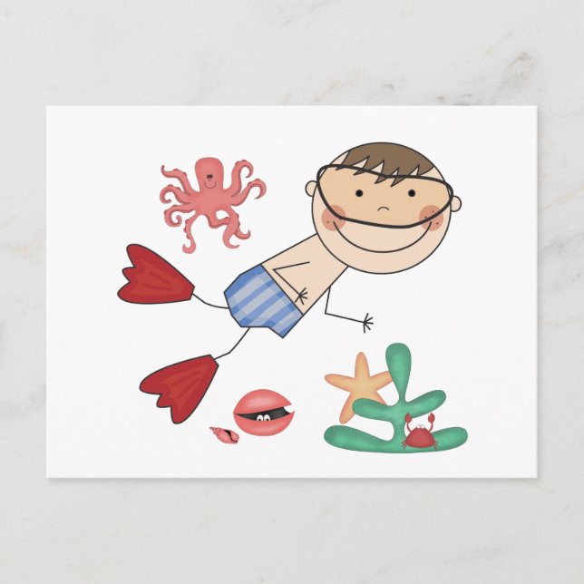 Pojkar Swimming T-shirts och Gifts Vykort (Framsida)