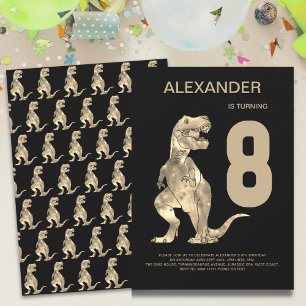 Pojkar T-Rex Dino 8-års födelsedagsfest Inbjudningar