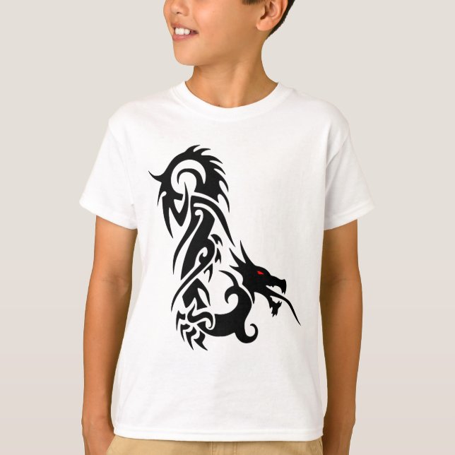 Pojkar Tribal Dragon T-Shirt (Framsida)