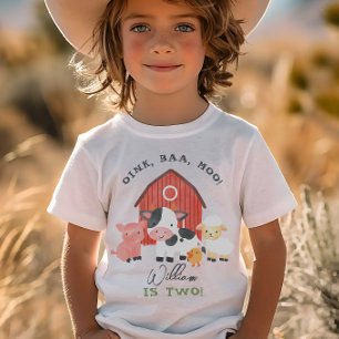 Pojkar “Två” Gård Djur Barndoms Pojkar 2-årsdag T Shirt
