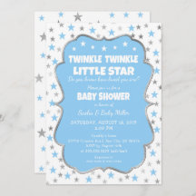 Pojkar Twinkle Little Star Baby Shower-inbjudninga
