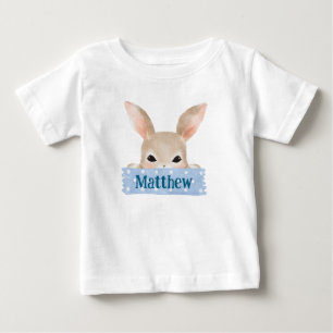 Pojkar Vattenfärg Blå Påskhare T Shirt