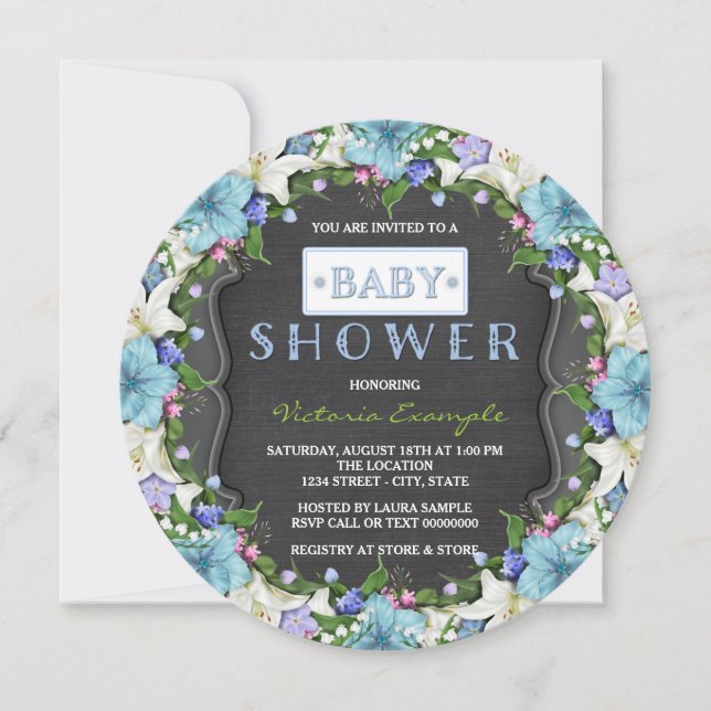 Pojkar Vintage Krita Baby Shower Inbjudningar (Framsida)