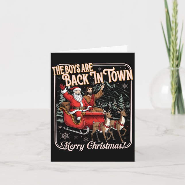 Pojkarna Är Tillbaka I Stan Jul Kristen Tomte Kort (Framsida)