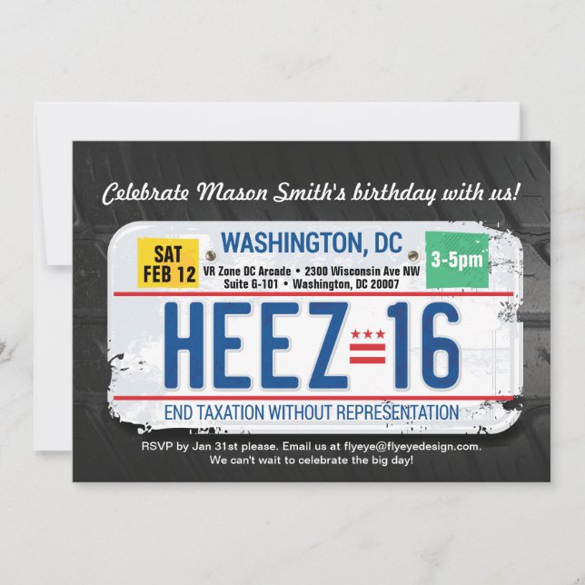 Pojkarnas 16-års Washington DC-licensinbjudan Inbjudningar (Framsida)