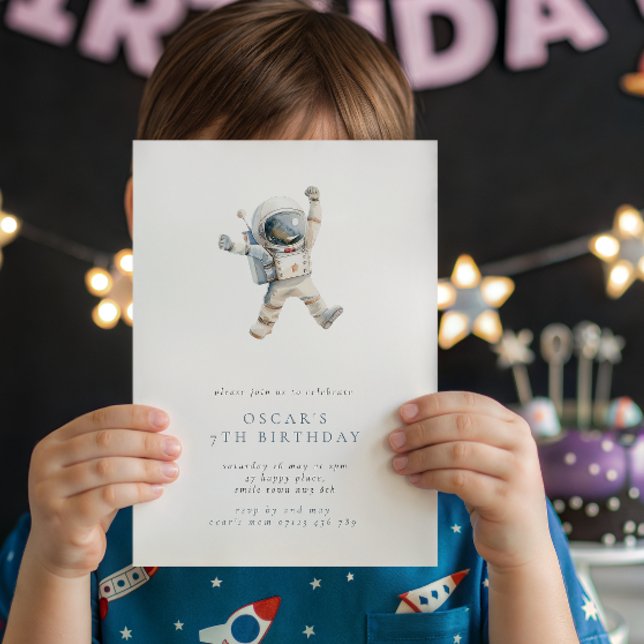  Pojkarnas astronaut minimalistiska rymdfödelsedag Inbjudningar (Skapare uppladdad)