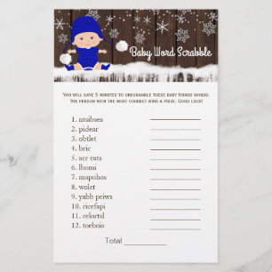 Pojkarnas ordsallad barnkammarrim baby shower-spel flygblad
