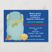 Pojkarnas Pyjamasparty Födelsedagsinbjudan