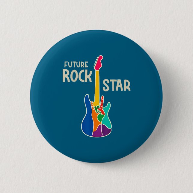 Pojkars framtida rockstjärna gitarr hand knapp (Framsida)