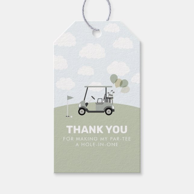 Pojkars Gröna Hole-In-One Golf 1:a Födelsedag Presentetikett (Framsidan)