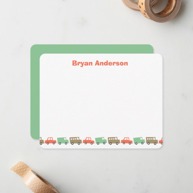 Pojkars Leksaker Kul Söt Retro Transport Barn Tack Anteckningskort (Fram/Back In Situ)
