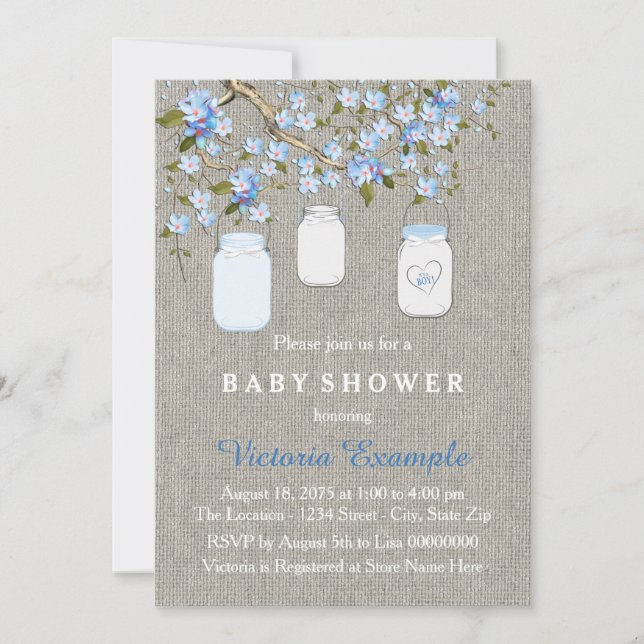 Pojkars linsbaby shower inbjudningar (Framsida)