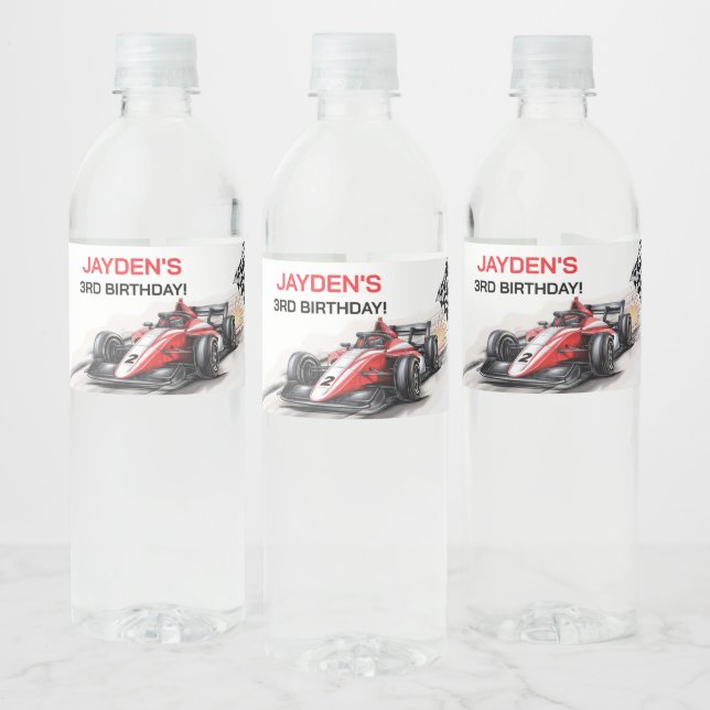 Pojkars Racing Car Födelsedags Vattenflaska Etiket Vattenflaskor Etikett (Flaskor)
