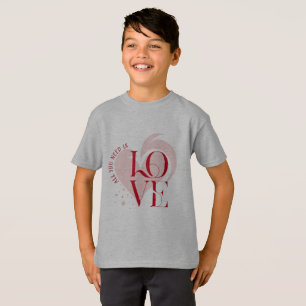 Pojkars Rosa Hjärta KÄRLEK T-Shirt - Modern Typogr
