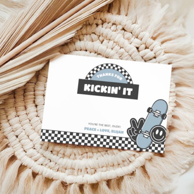 Pojkars Rutiga Skateboard Groovy Rad Födelsedag Tack Kort (Skapare uppladdad)