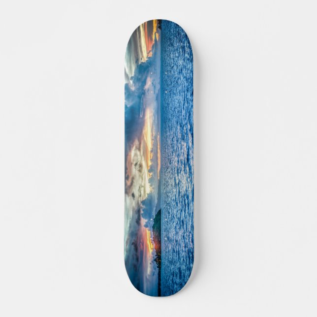 Pojkars solnedgångsblå skateboard bräda 20,5 cm (Framsida)