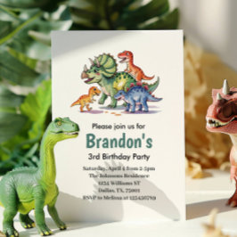 Pojkars söta dinosaurie födelsedag inbjudningar