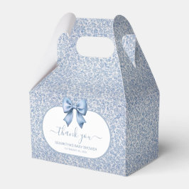 Pojkbarn Baby Shower Blå Band Floral Mönster Tack Presentaskar